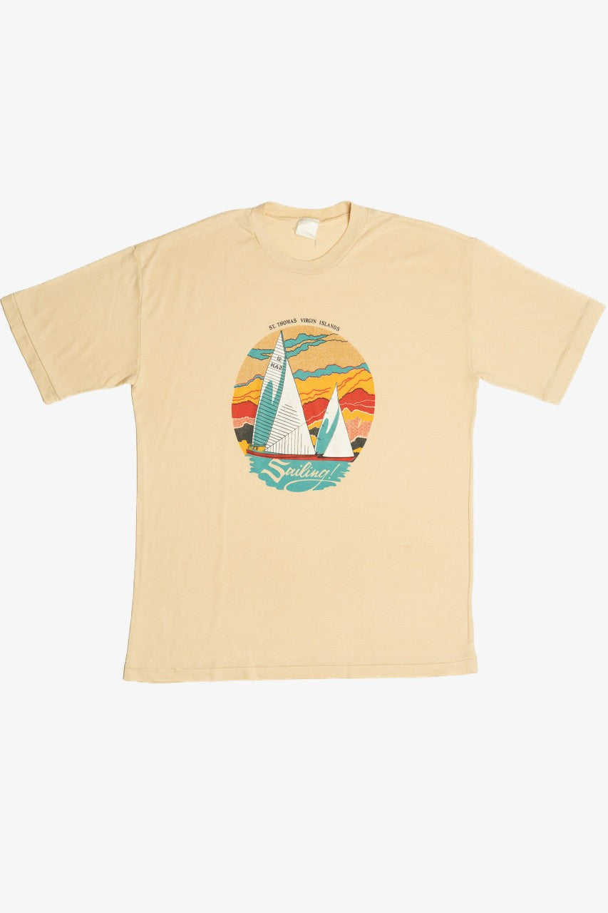 Vintage "Sailing!" St. Thomas Virgin Islands Sailboat Single Stitch T-Shirt