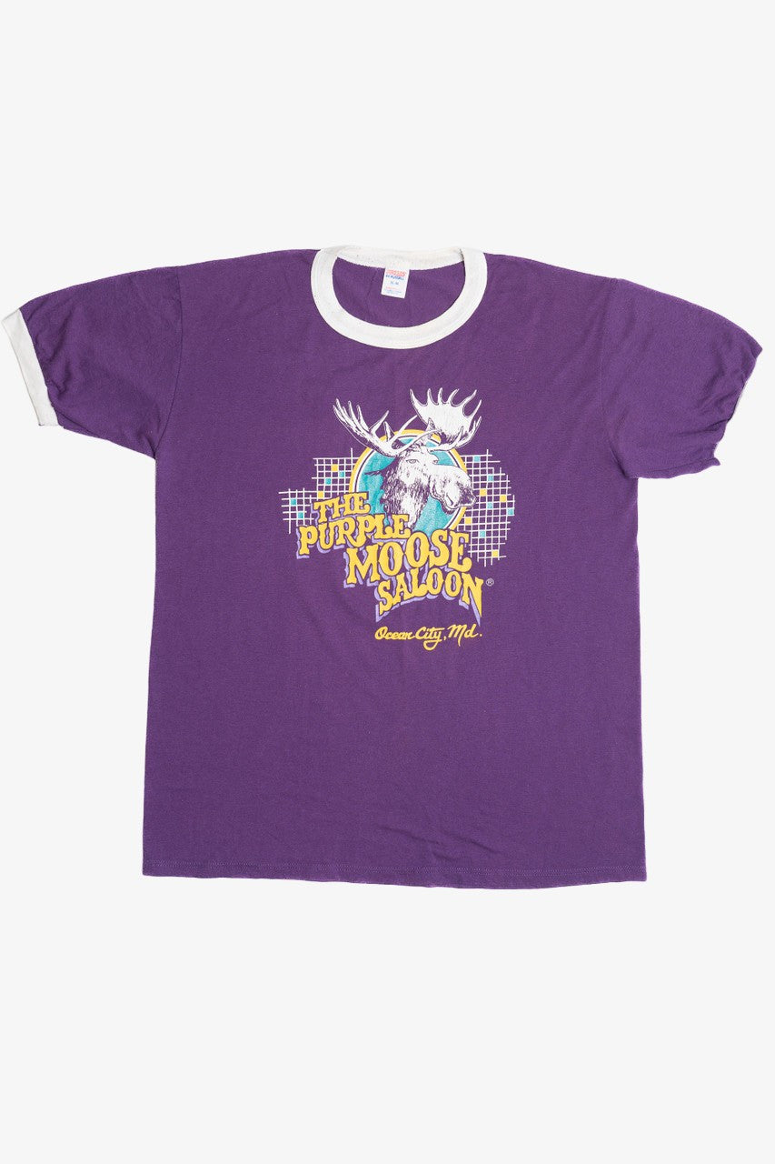 Vintage "The Purple Moose Saloon" Ocean City, Md. Ringer T-Shirt (1990s)