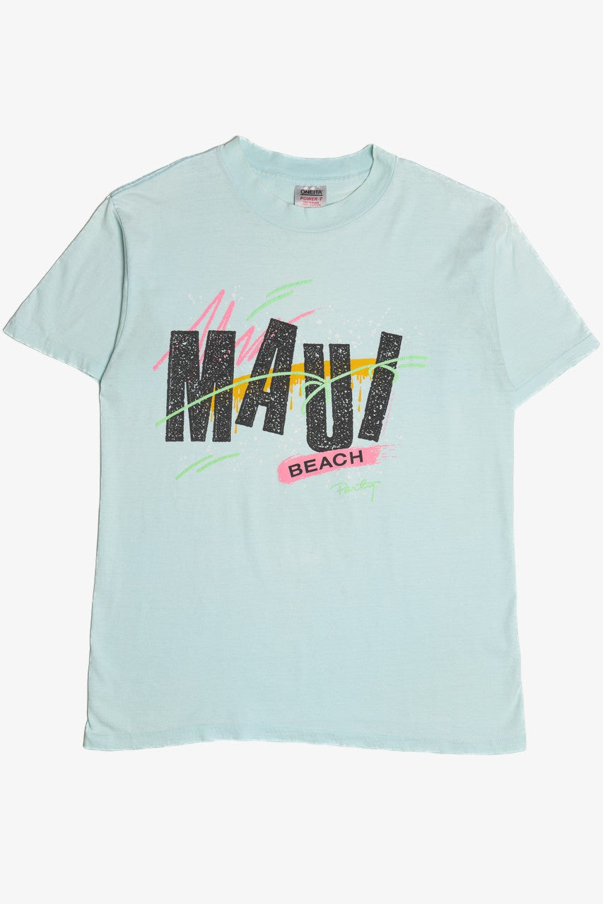 Vintage "Maui Beach Party" Embossed Single Stitch T-Shirt (1980s)