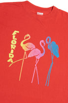 Vintage "Florida" Flamingos Pastel Embossed Single Stitch Paper Thin T-Shirt (1980s)