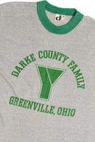 Vintage "Darke County Family" Ohio YMCA Ringer T-Shirt (1980s)