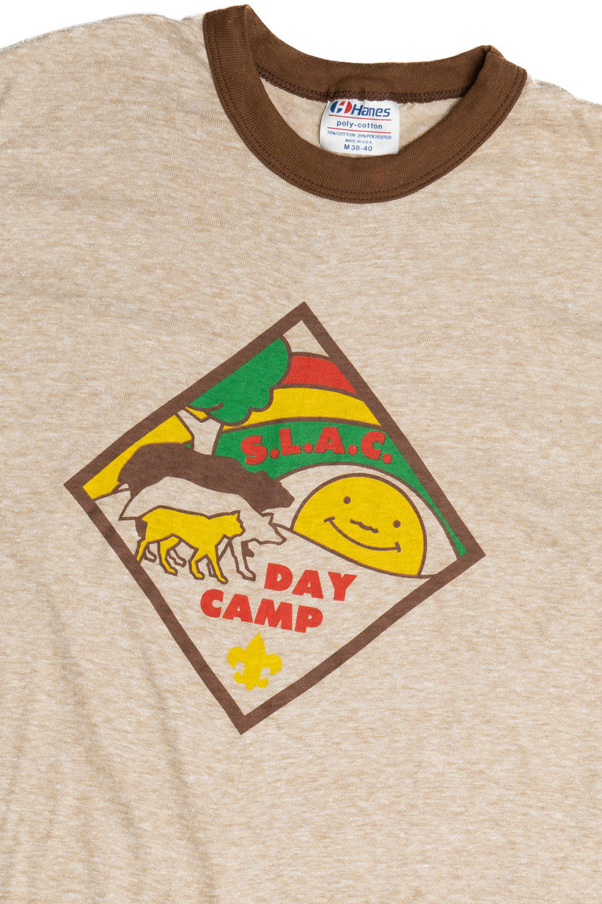 Vintage Boy Scouts Day Camp Paper Thin Ringer T-Shirt (1980s)