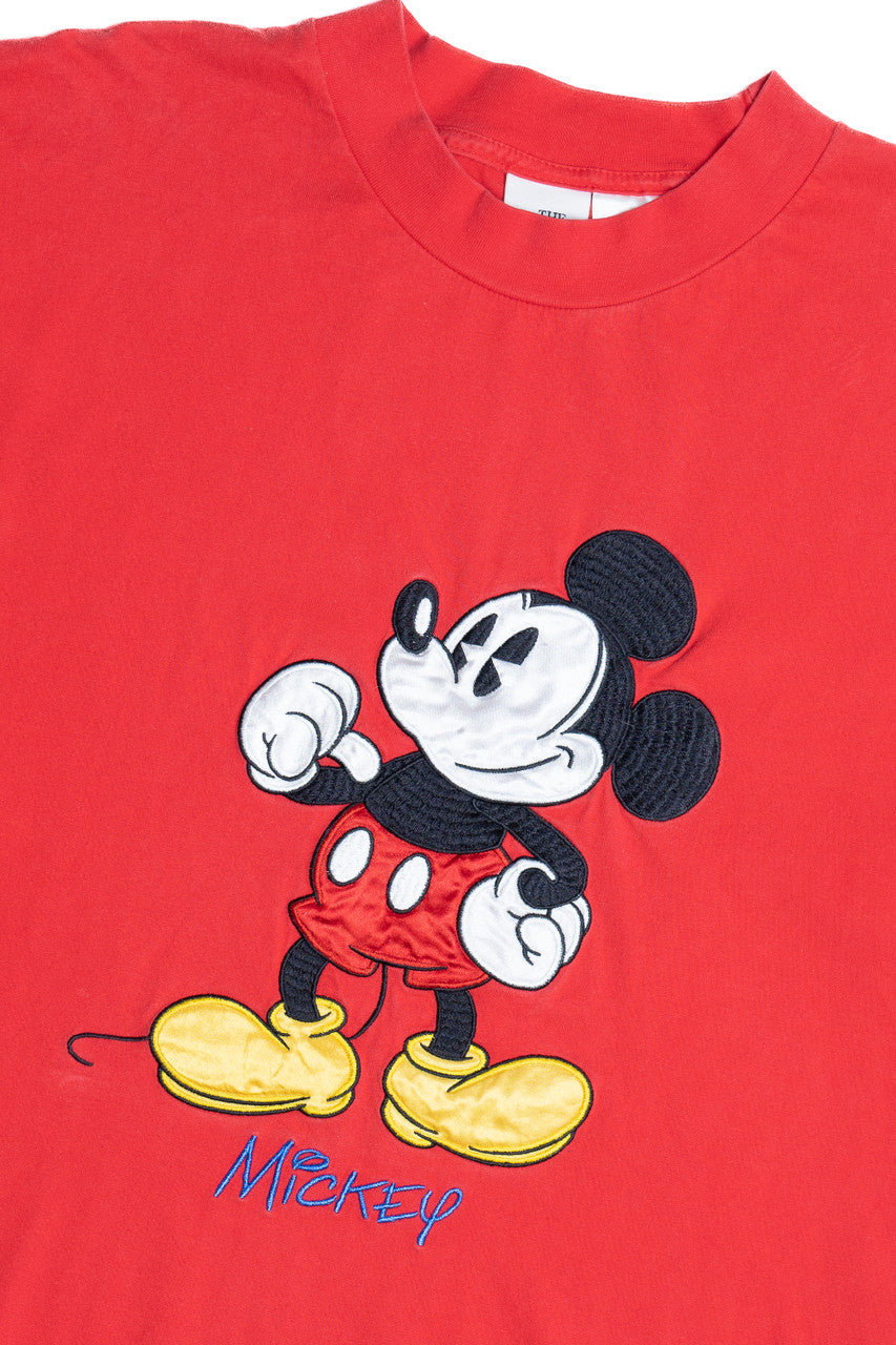 Vintage "Mickey" Embroidered Flocking The Disney Store T-Shirt (1990s)