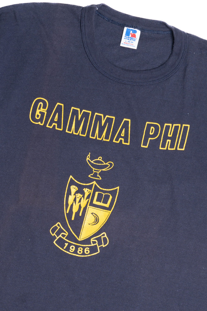 Vintage 1986 "Gamma Phi" Greek Life Single Stitch T-Shirt (1980s)