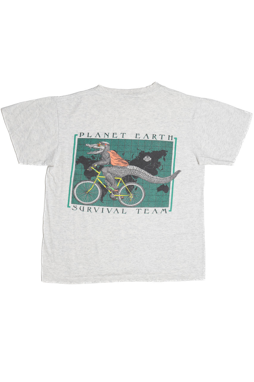 Vintage "Planet Earth Survival Team" St Thomas Single Stitch T-Shirt (1990s)