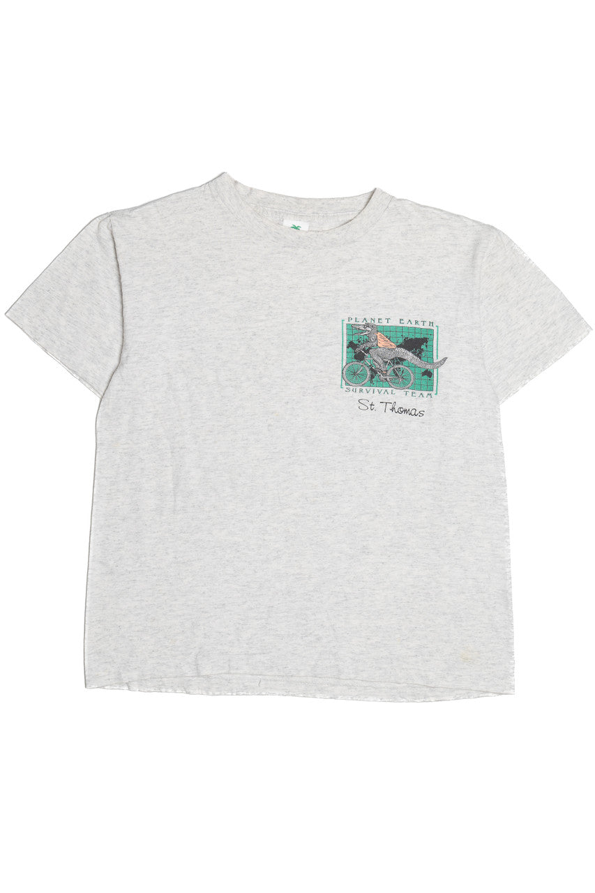 Vintage "Planet Earth Survival Team" St Thomas Single Stitch T-Shirt (1990s)