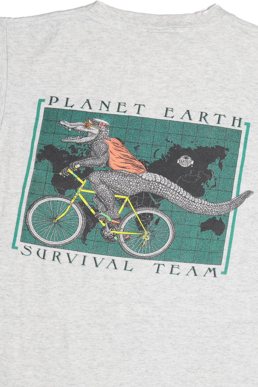 Vintage "Planet Earth Survival Team" St Thomas Single Stitch T-Shirt (1990s)