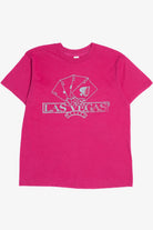 Vintage "Las Vegas Nevada" Silver Embossed Print Single Stitch T-Shirt (1980s)