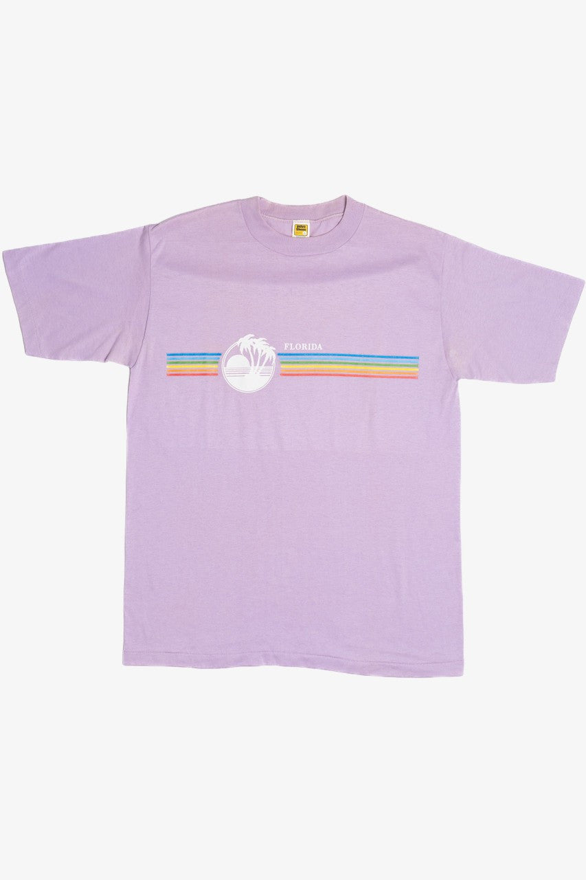 Vintage "Florida" Rainbow Stripes Paper Thin Single Stitch T-Shirt (1980s)