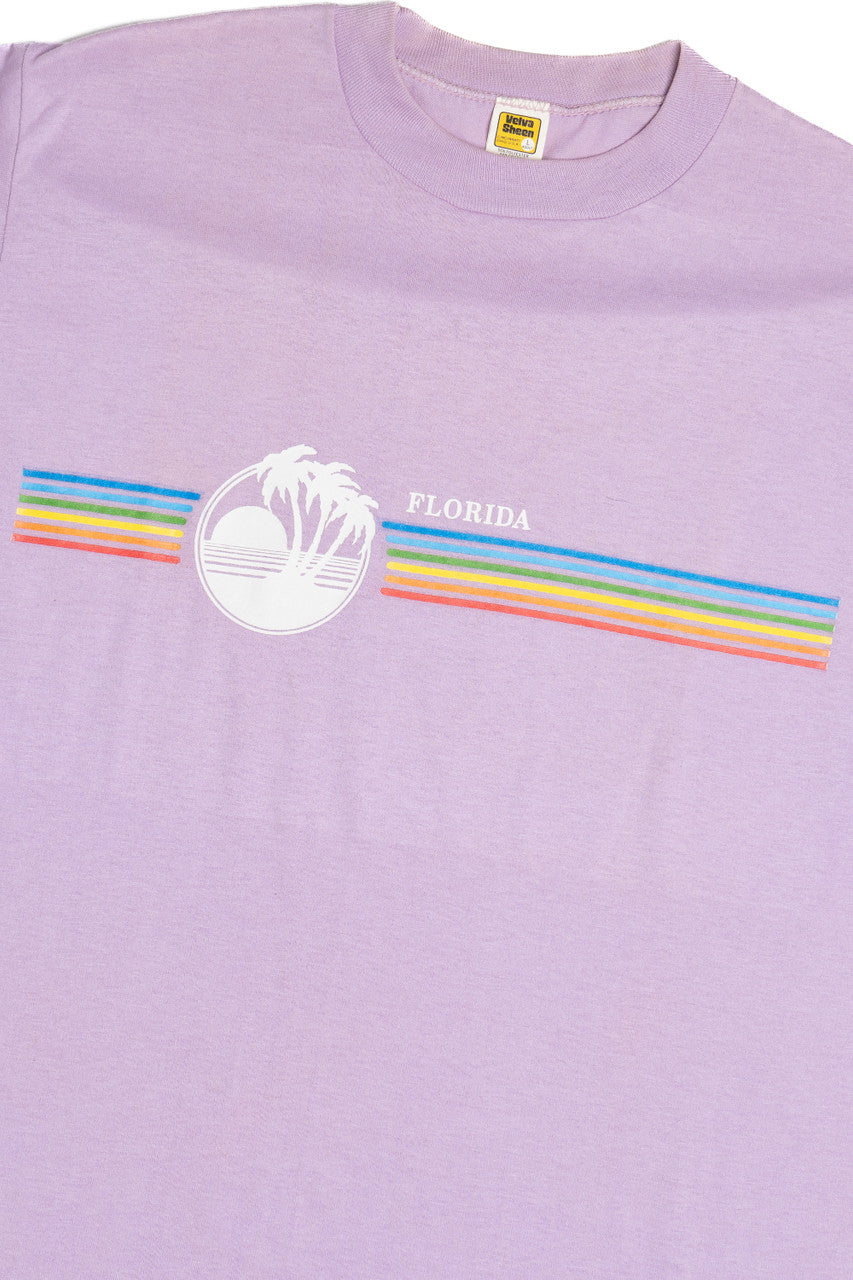 Vintage "Florida" Rainbow Stripes Paper Thin Single Stitch T-Shirt (1980s)