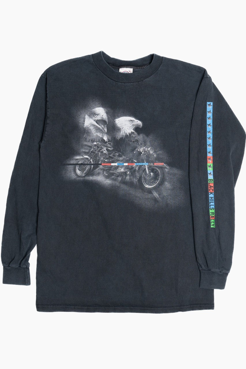 Vintage "Sturgis 2001" Black Hills Rally Sleeve Spellout Long Sleeve T-Shirt (2000s)