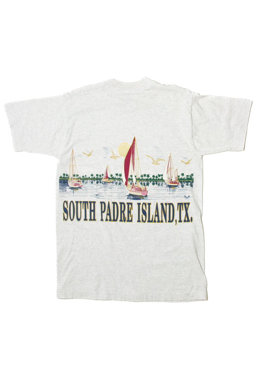 White "South Park Island, TX" with Sailboats T-Shirt