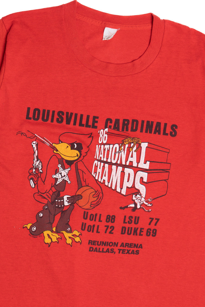 Vintage "Louisville Cardinals '86 National Champions" Screen Stars T-Shirt (1980s)