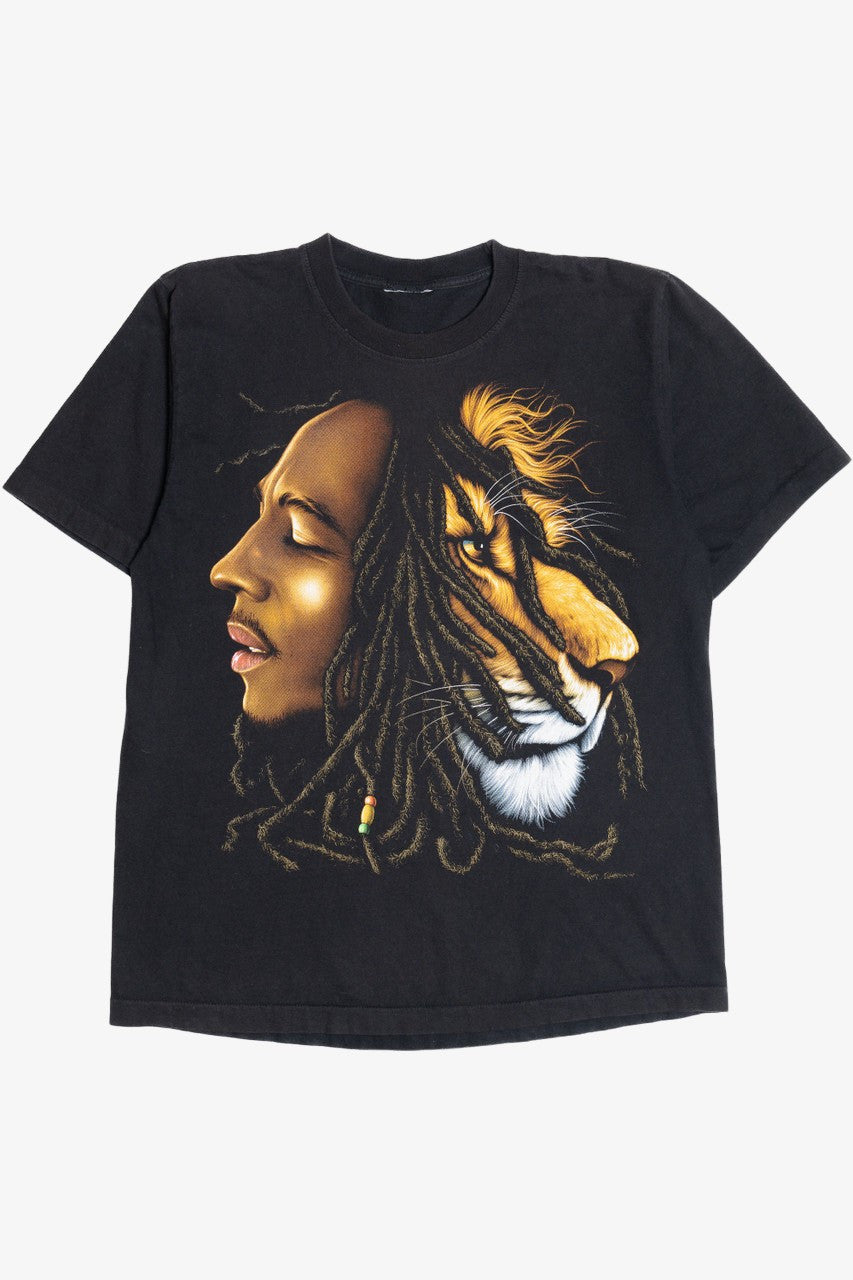 Vintage Bob Marley Lion Front/Back Print Single Stitch T-Shirt (1990s)