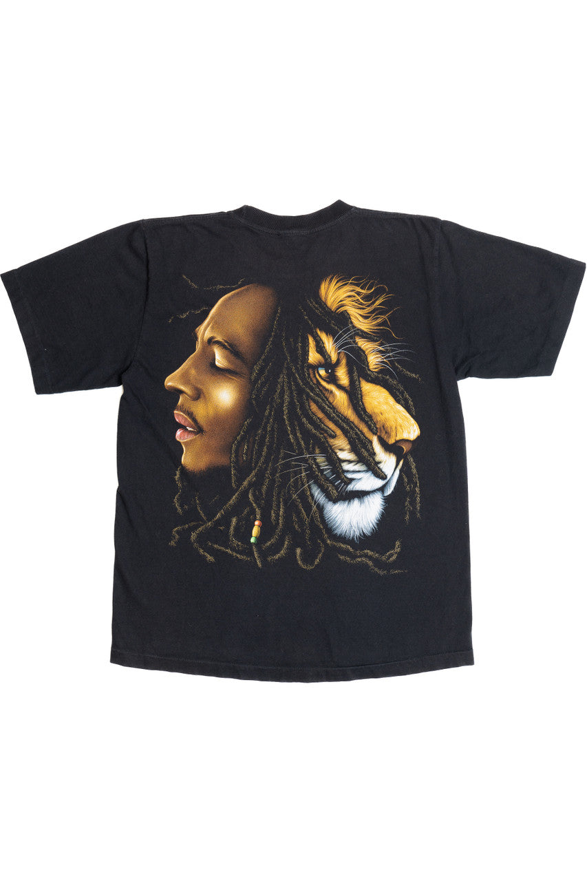Vintage Bob Marley Lion Front/Back Print Single Stitch T-Shirt (1990s)