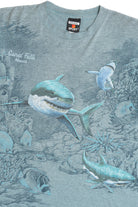 Vintage "Sacred Falls Hawaii" Shark Reef All Over Print T-Shirt
