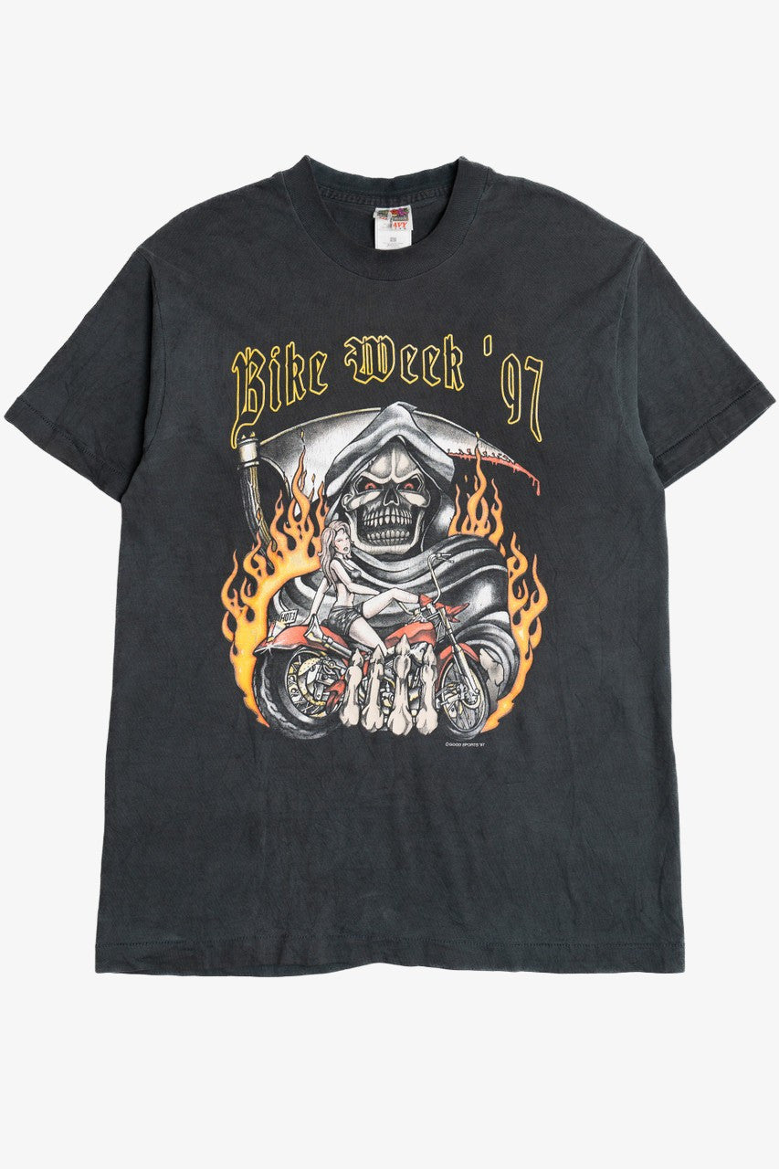 Vintage "Bike Week '97" Daytona Grim Reaper Motorcycle T-Shirt (1990s)