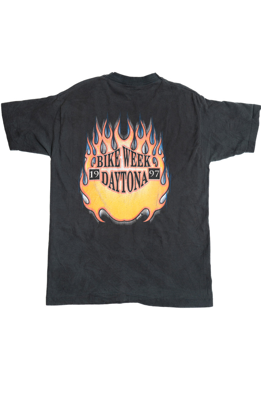 Vintage "Bike Week '97" Daytona Grim Reaper Motorcycle T-Shirt (1990s)