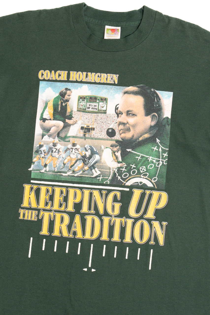Vintage "Keeping Up The Tradition" Coach Holmgren Green Bay Packers T-Shirt (1990s)