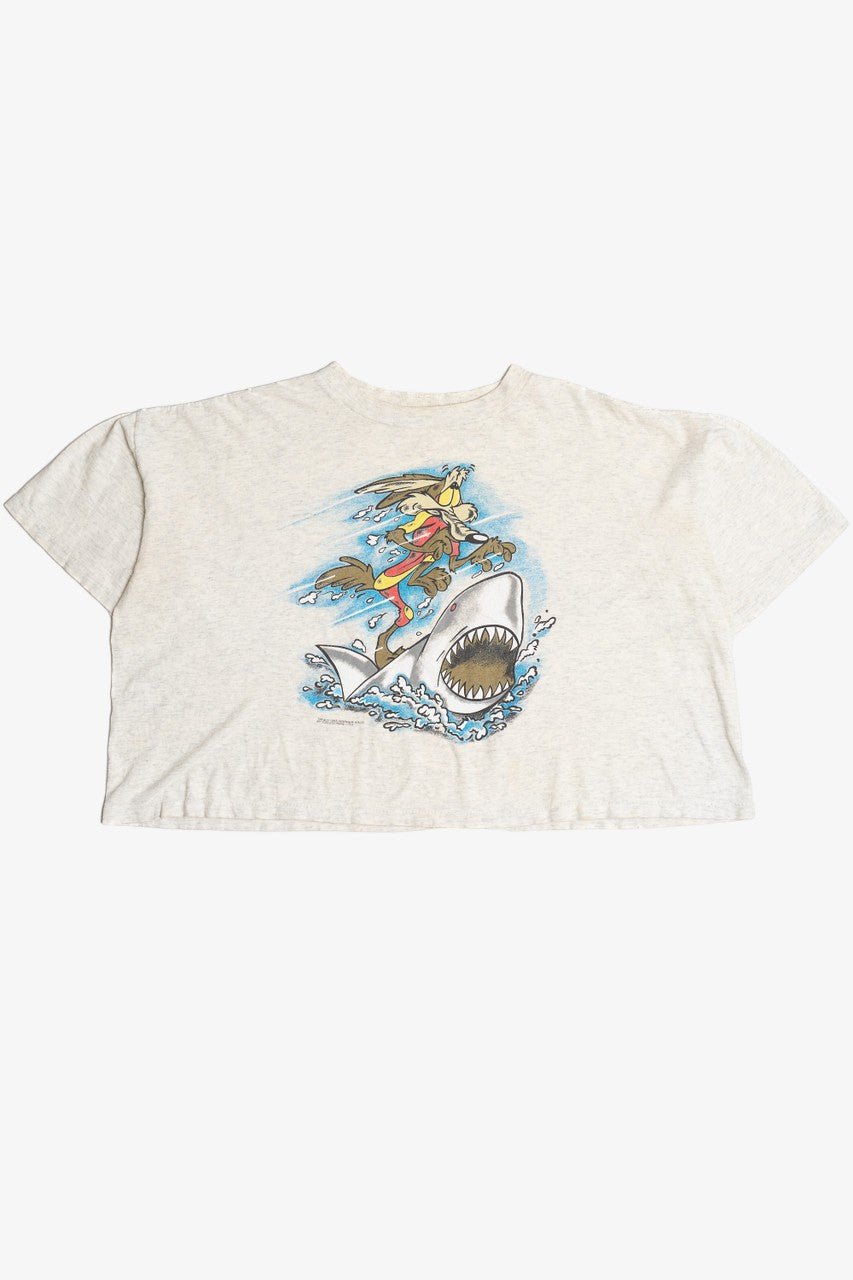 Vintage Wile E. Coyote Shark Looney Tunes Crop Top T-Shirt (1990s)