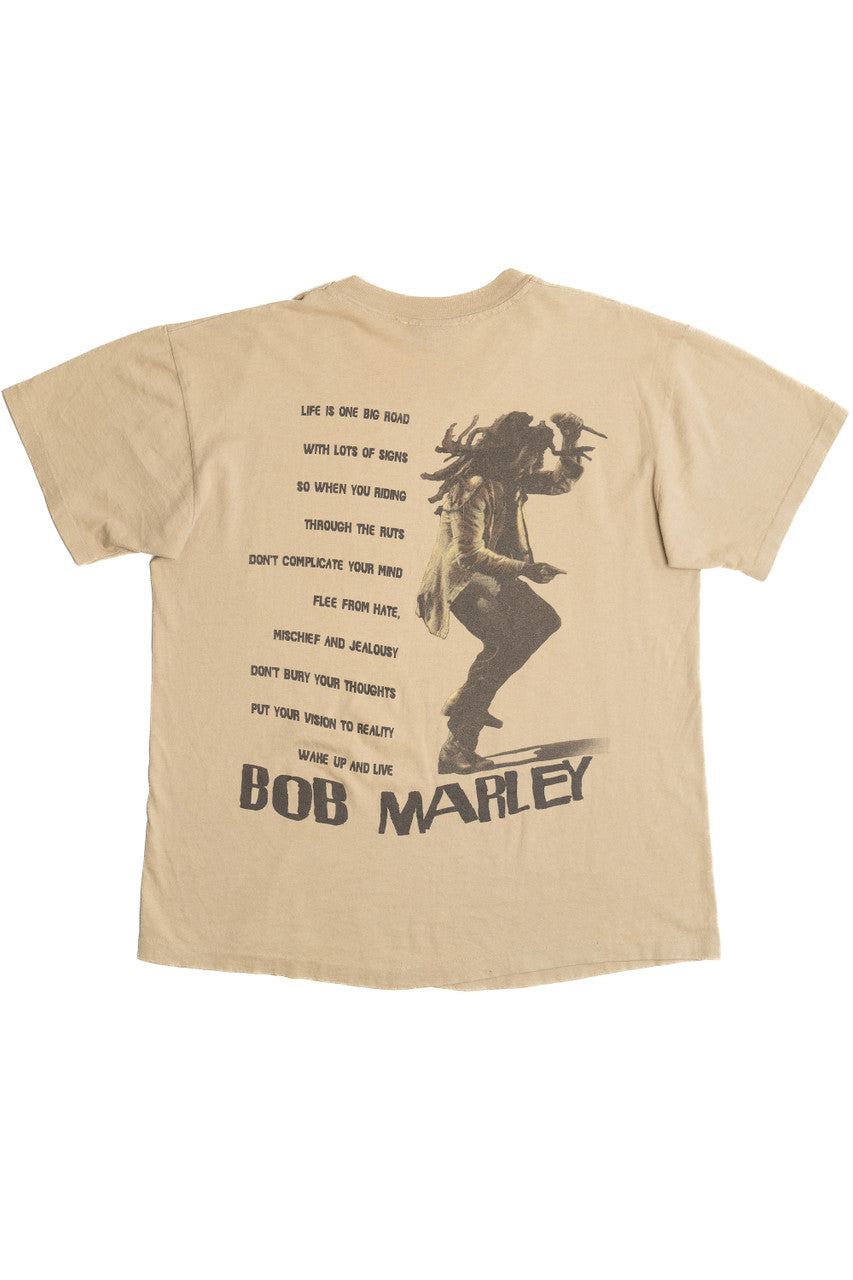 Vintage Bob Marley "Wake Up And Live" Lyrics Single Stitch T-Shirt (1990s)
