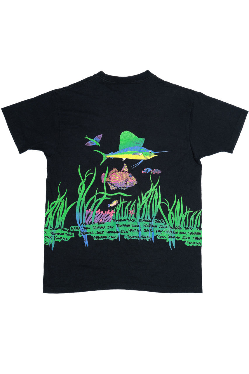 Vintage Aquatic Fish Panama Jack Wraparound Print T-Shirt (1990s)