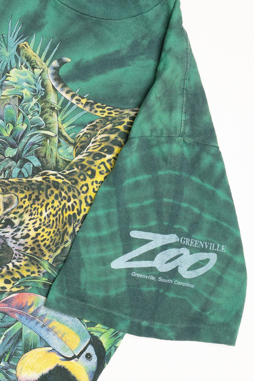Vintage Rainforest Animals Wraparound Print Tie Dye T-Shirt (1990s)