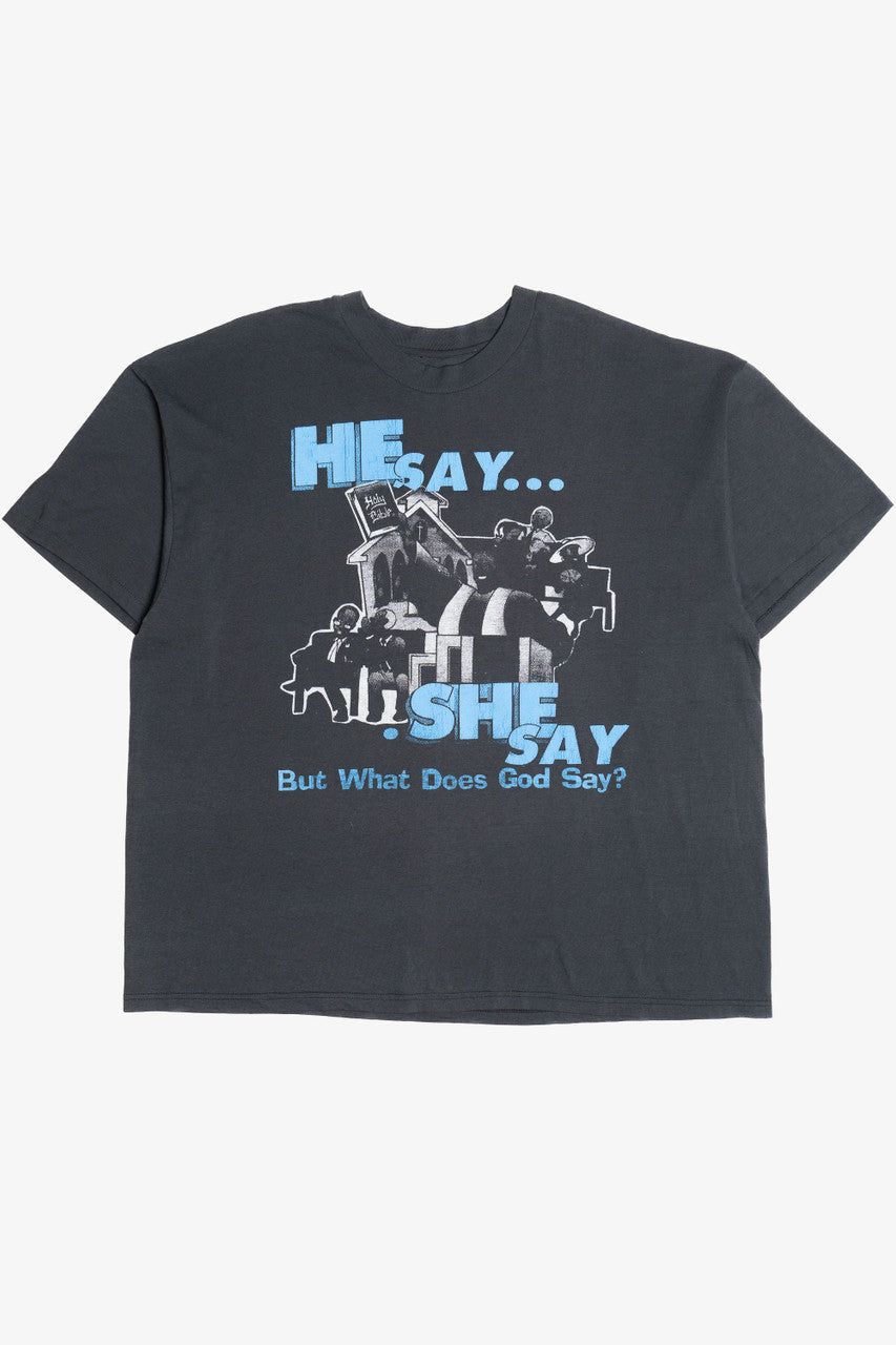 Vintage "But What Does God Say?" Religious Single Stitch T-Shirt (1990s)