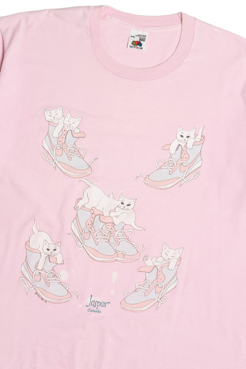 Vintage "Jasper Canada" Cats In Shoes Single Stitch T-Shirt (1990s)