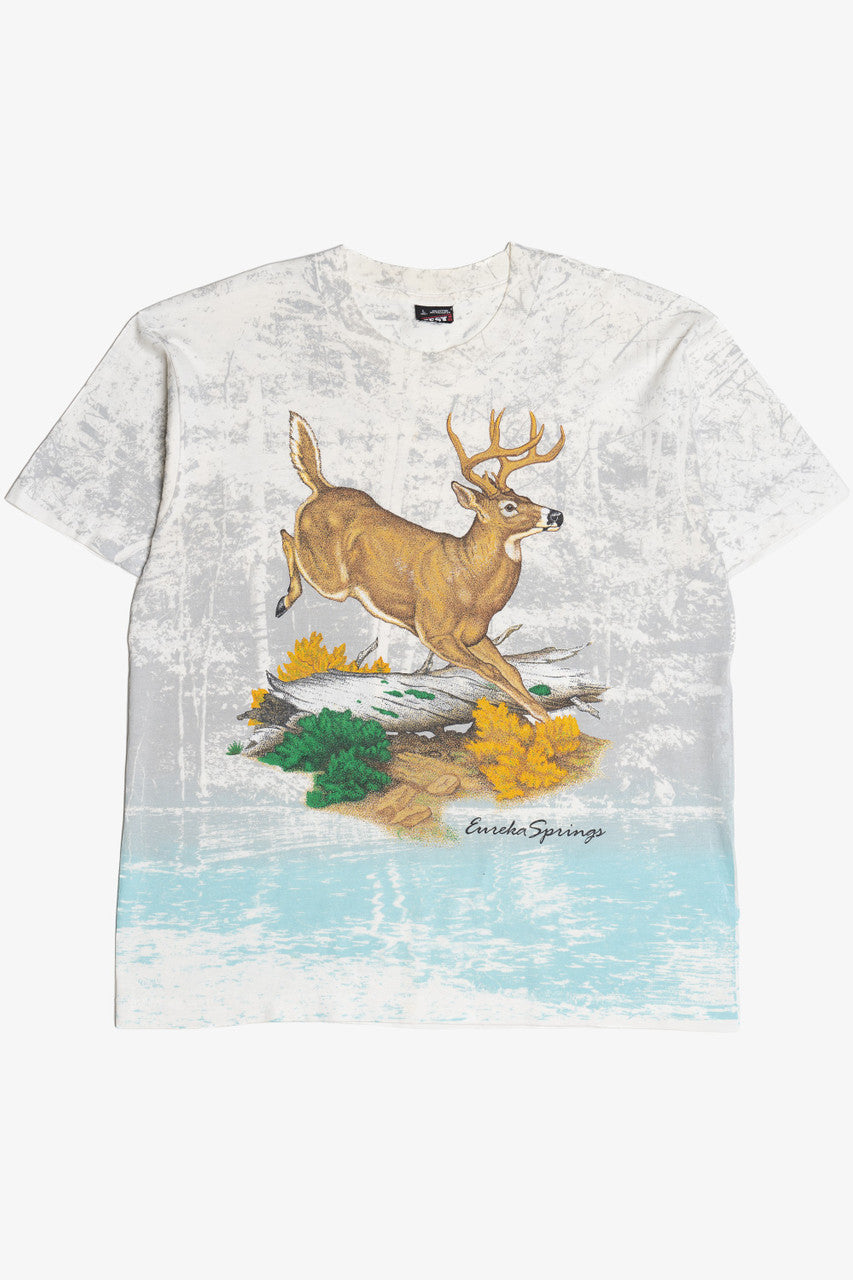 Vintage "Eureka Springs" Deer Woodsy All Over Print T-Shirt (1990s)