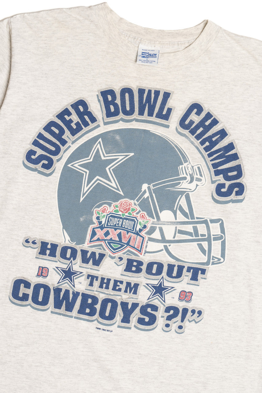 Vintage 1993 Cowboys Super Bowl Champs Distressed T-Shirt (1990s)