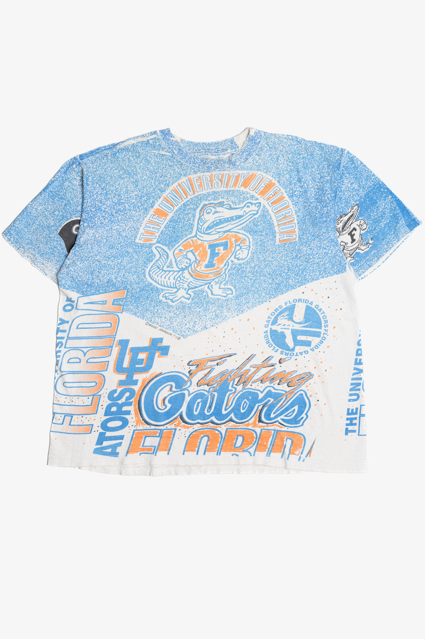 Vintage Distressed University Of Florida Gators All Over Print T-Shirt (1990s)