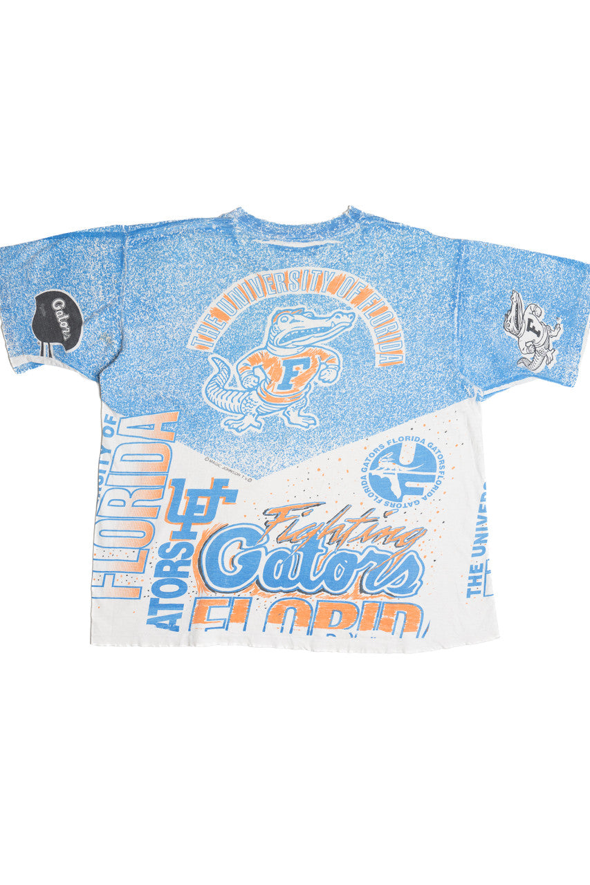 Vintage Distressed University Of Florida Gators All Over Print T-Shirt (1990s)