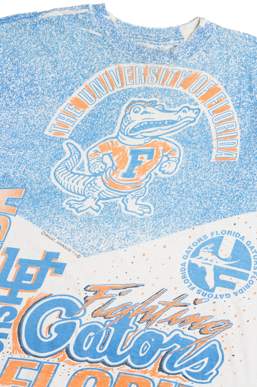 Vintage Distressed University Of Florida Gators All Over Print T-Shirt (1990s)