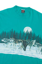 Vintage Wolf Pack Under The Moon Wrap Around Illustration T-Shirt