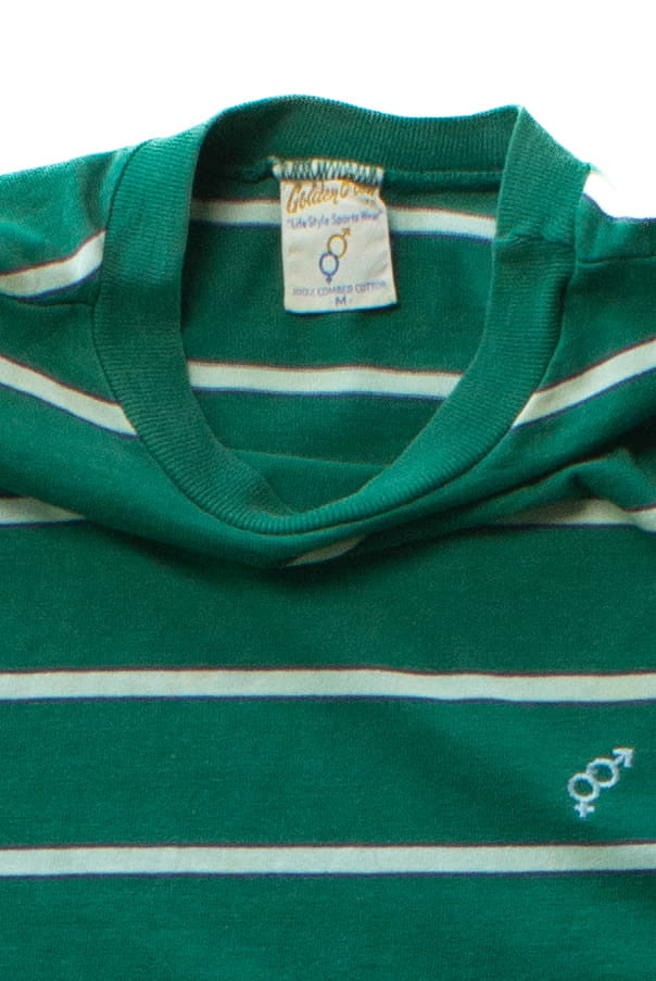 Vintage Golden Breed Green Striped T-Shirt (1980s)