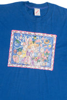 Vintage Easter Bunnies Puff Paint Embellished T-Shirt (1990s) 11942