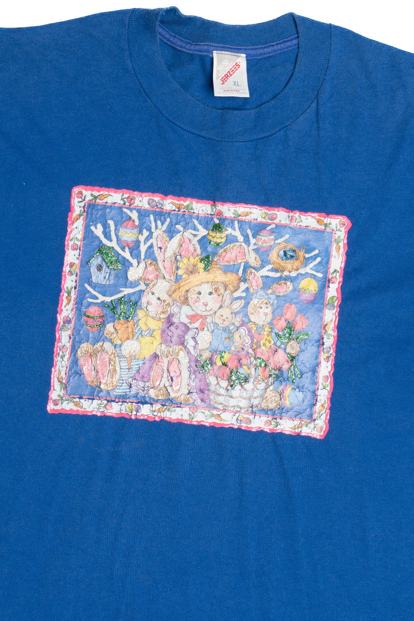 Vintage Easter Bunnies Puff Paint Embellished T-Shirt (1990s) 11942