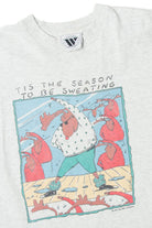 Vintage Reindeer Working Out "Tis The Season To Be Sweating" T-Shirt (1990s)