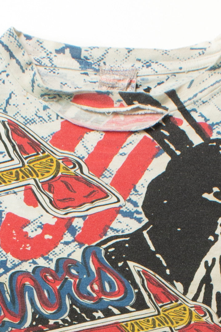 Vintage Distressed Atlanta Braves All Over Graphic T-Shirt (1990s)