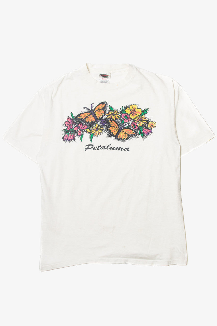 Vintage  Oneita "Petaluma" Flowers and Butterflies T-Shirt