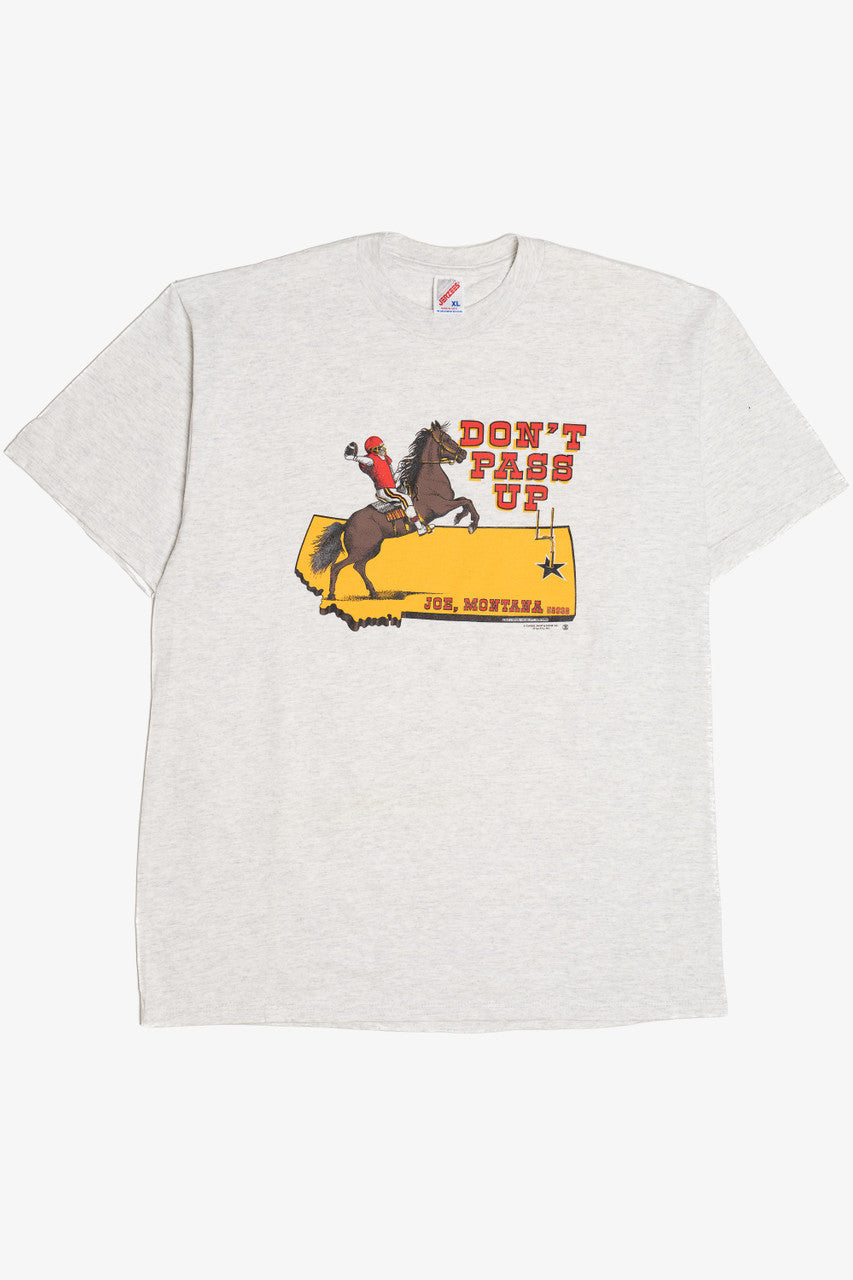 Vintage "Don't Pass Up Joe Montana" NFL T-Shirt (1990s)