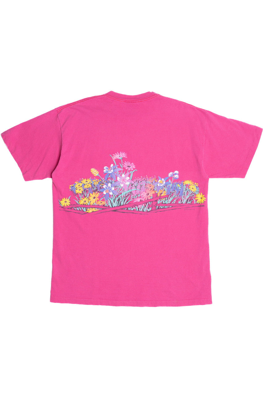 Vintage "Idaho" Wildflowers Front/Back Embossed Print T-Shirt (1990s) 120222