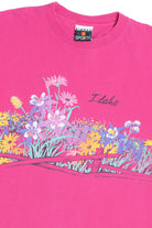 Vintage "Idaho" Wildflowers Front/Back Embossed Print T-Shirt (1990s) 120222
