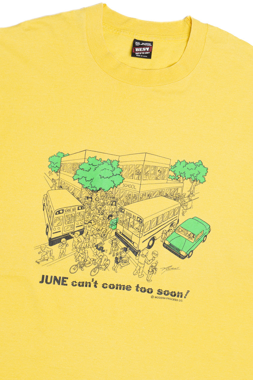 Vintage "June Can't Come Too Soon!" School Yard Single Stitch T-Shirt (1990s)