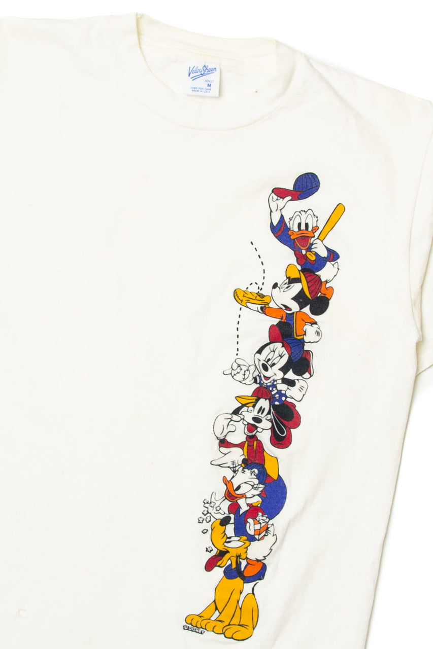 Vintage Mickey mouse And Friends Baseball Velva Sheen T-Shirt (1990s)