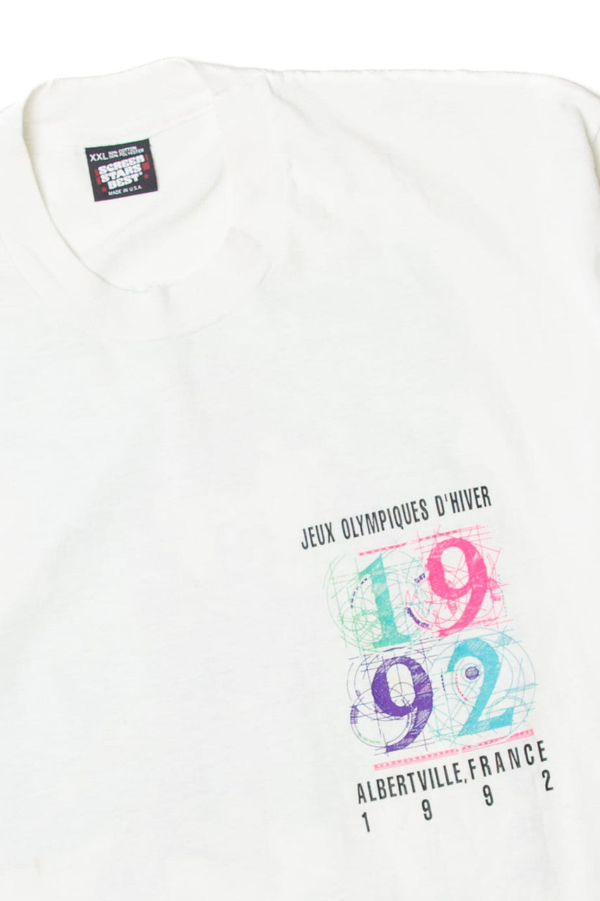 Vintage Jeux Olympiques D'Hiver Albertville, France 1992" Screen Stars T-Shirt (1990s)