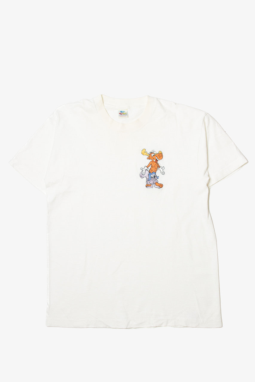 Vintage  Embroidered Rocky And Bullwinkle Too Cute! T-Shirt (1990s)