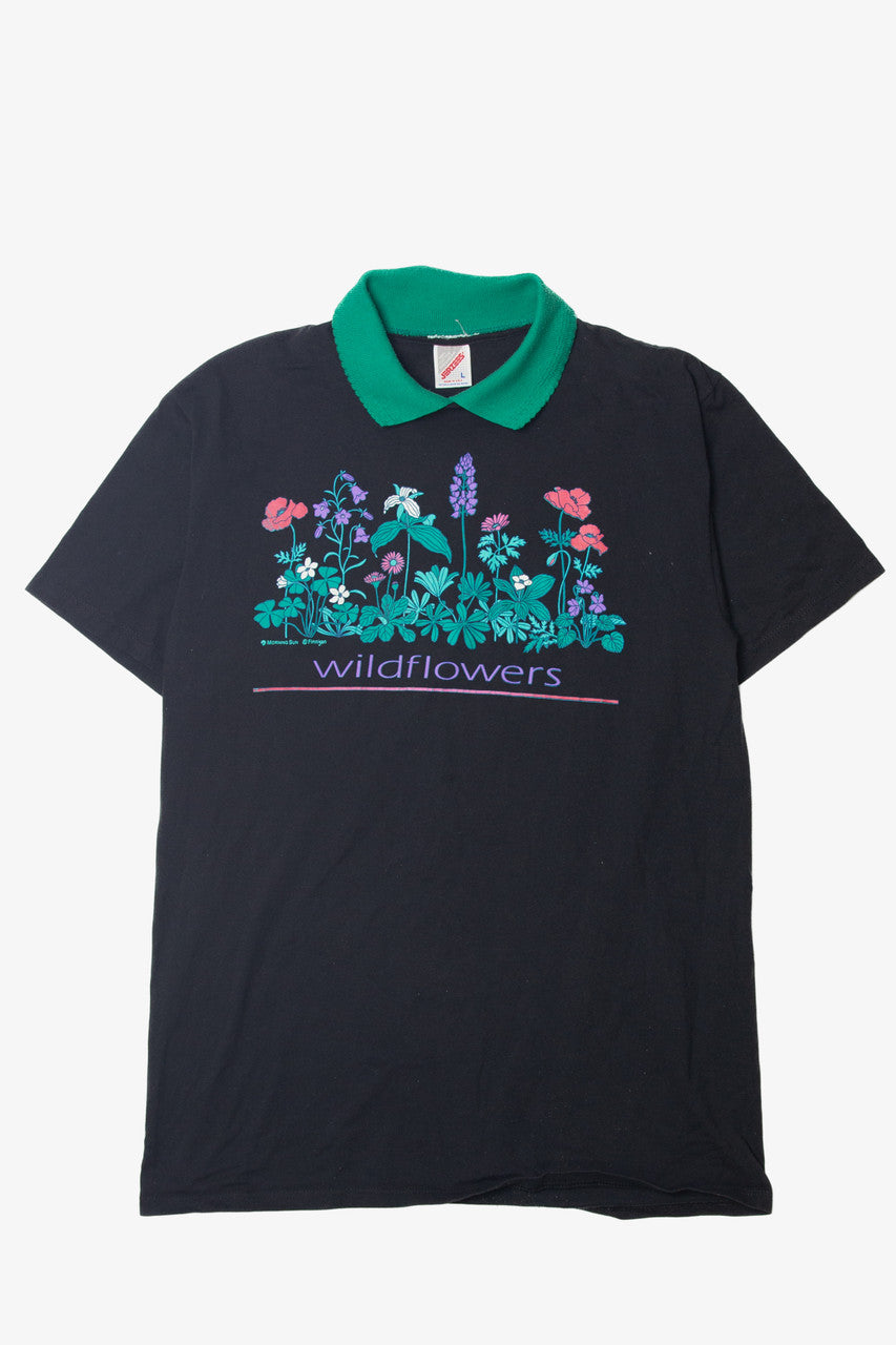 Vintage "Wildflowers" Collared Jerzees T-Shirt (1990s)