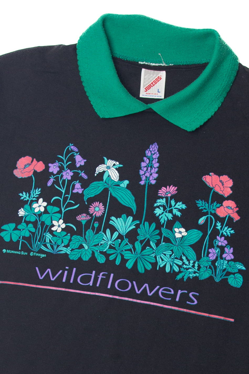Vintage "Wildflowers" Collared Jerzees T-Shirt (1990s)